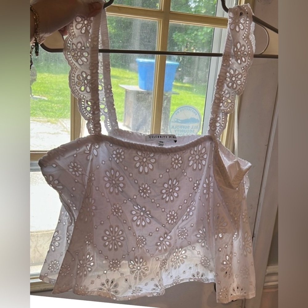 White Eyelet Crop Top Cottagecore Fairycore 3X